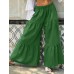 Casual Solid Elastic High Waist Pleated Stitching Wide Leg Pants For Women
