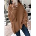 Women Long Sleeve High Collar Solid Sweaters