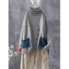Vintage Patch Long Sleeve Knit Cardigans Sweaters