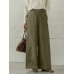Women Casual Basic Solid Color Loose Wide Leg Pants With Pocket