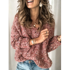 Casual Women V  Neck Long Sleeve Sweaters