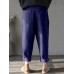 Women Corduroy Elastic Waist Simple Casual Comfortable Pants With Front Pockets