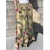 Women Floral Print Elastic Waist Pleated Casual Wide Leg Pants With Pocket