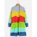 Women Rainbow Print Long Sleeve Casual Cardigans