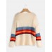 Casual Color Striped Long Sleeve Knit Cardigans