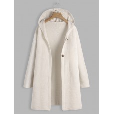 Women Casual Solid Color Hooded Cardigans