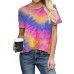 Tie  dye Print Round Neck Short Sleeve Loose Casual T  shirts Women