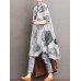 Women Cotton Tree Ring Floral Print Long Sleeve Button Down Casual Shirts Dress