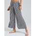 Striped Print Elastic Waist Wide Leg Lounge Pants For Women