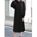 Solid Color Long Sleeve O  neck Puff Dress