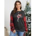 Plus Size Crew Neck Plaid Graphic Patchwork Sweatshirt