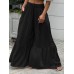 Casual Solid Elastic High Waist Pleated Stitching Wide Leg Pants For Women