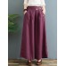 Women Floral Pattern Elastic Waist Casual Wide Leg Pants With Pocket