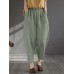 Women 100  Cotton Wide  Legged Solid Color Harlan Casual Pajamas Ninth Pants