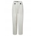Women Brief Style Solid Color Button Design Elastic Waistband Casual Pants
