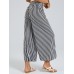 Striped Print Elastic Waist Wide Leg Lounge Pants For Women