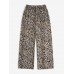 Leopard Pleated Elastic Waist Casual Pants For Women
